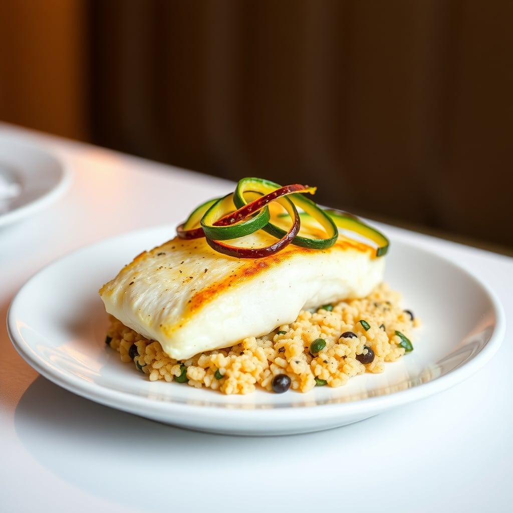 Cod And Couscous Garlic-Butter Baked Cod with Toasted Couscous and Sautéed Zucchini ...